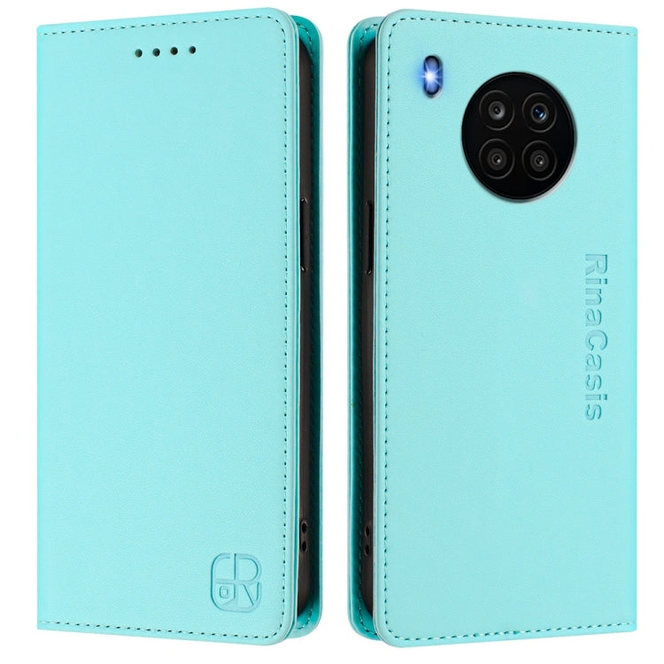 For Honor 50 Lite RC01 Dual-Folded Magnetic Suction RFID Leather Phone Case