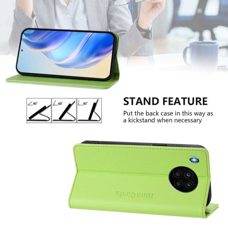 For Honor 50 Lite RC01 Dual-Folded Magnetic Suction RFID Leather Phone Case