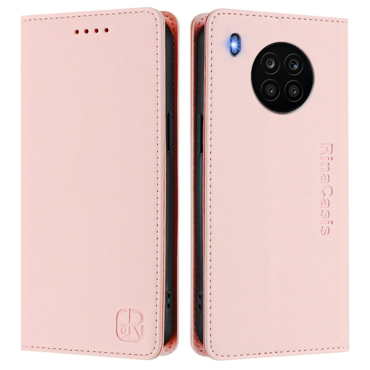 For Honor 50 Lite RC01 Dual-Folded Magnetic Suction RFID Leather Phone Case