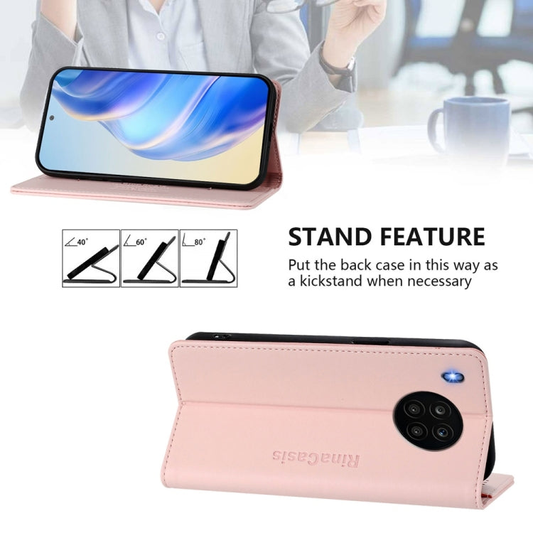 For Honor 50 Lite RC01 Dual-Folded Magnetic Suction RFID Leather Phone Case