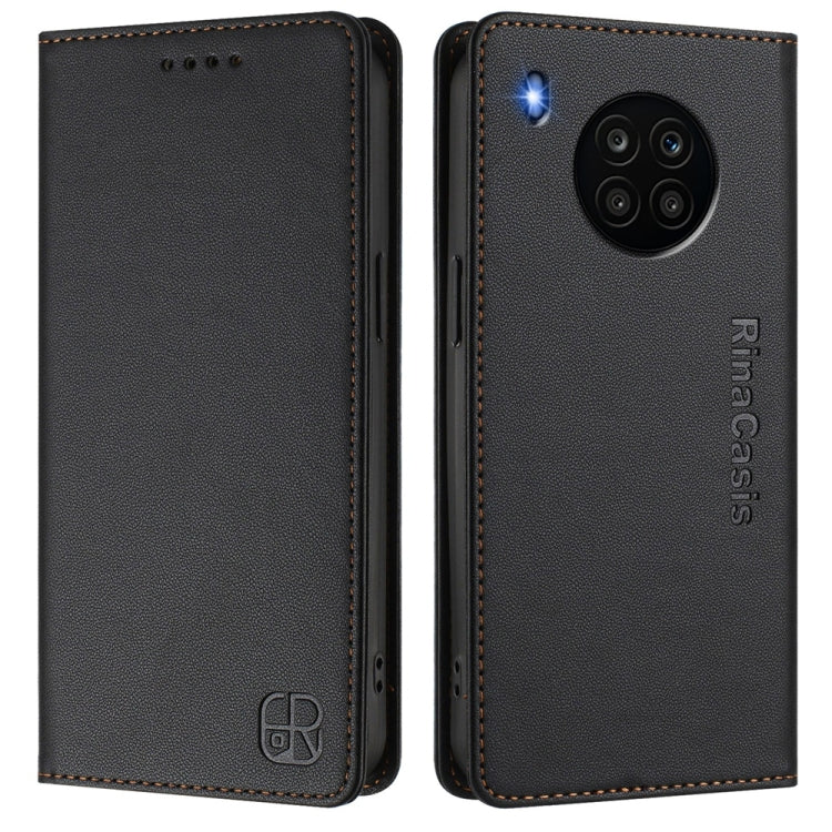 For Honor 50 Lite RC01 Dual-Folded Magnetic Suction RFID Leather Phone Case