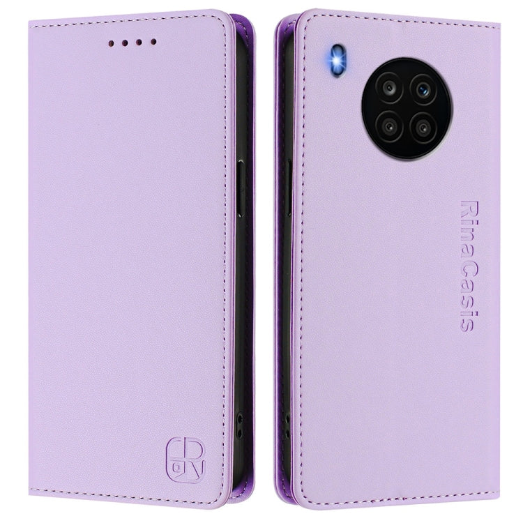 For Honor 50 Lite RC01 Dual-Folded Magnetic Suction RFID Leather Phone Case