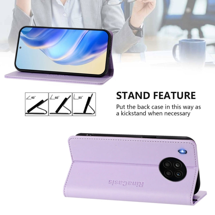 For Honor 50 Lite RC01 Dual-Folded Magnetic Suction RFID Leather Phone Case