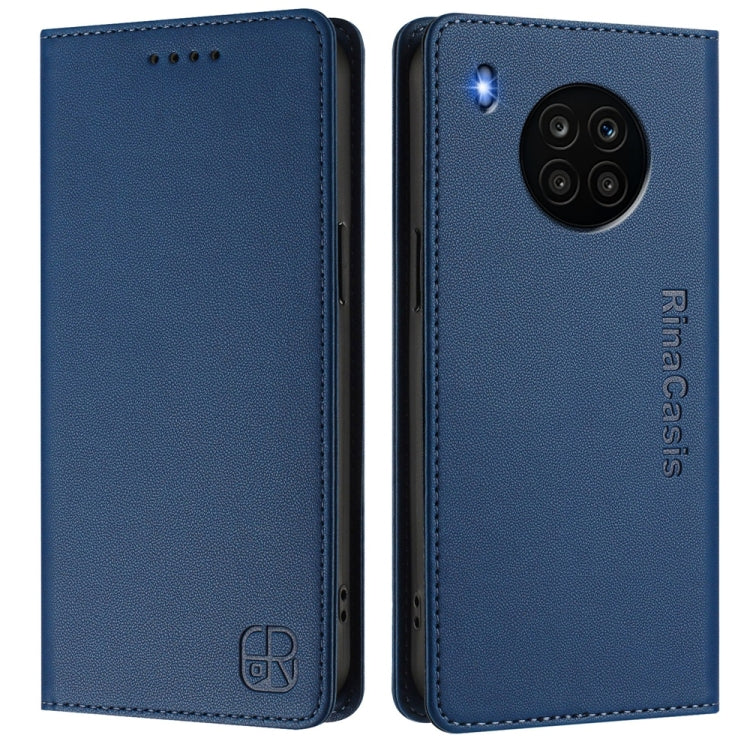 For Honor 50 Lite RC01 Dual-Folded Magnetic Suction RFID Leather Phone Case