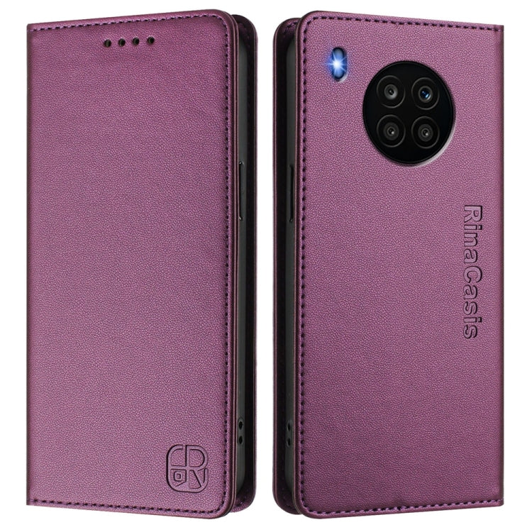 For Honor 50 Lite RC01 Dual-Folded Magnetic Suction RFID Leather Phone Case