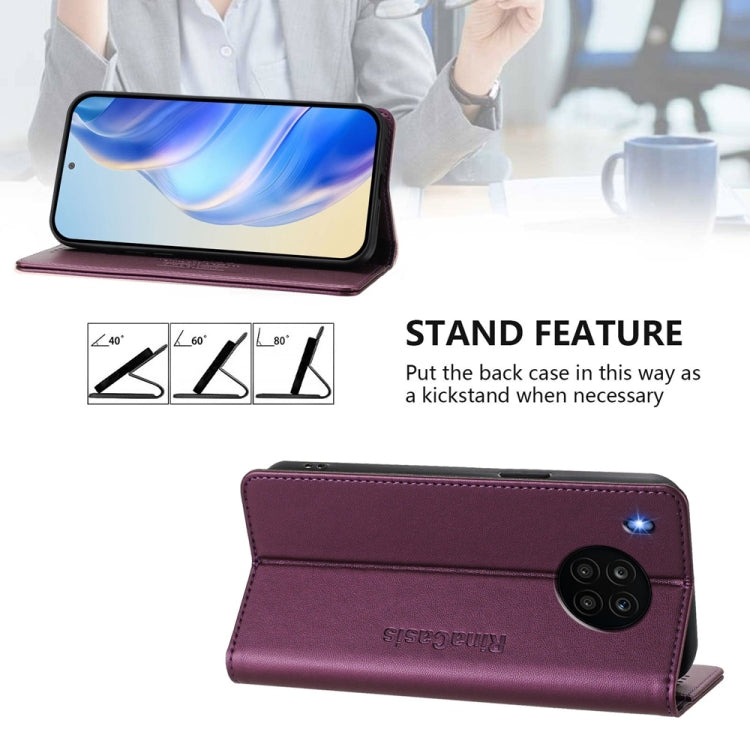 For Honor 50 Lite RC01 Dual-Folded Magnetic Suction RFID Leather Phone Case