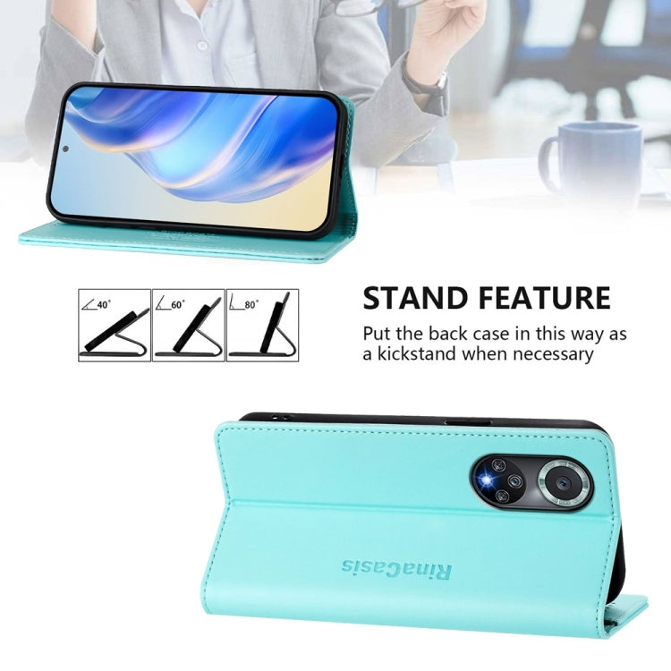 For Honor 50 Pro RC01 Dual-Folded Magnetic Suction RFID Leather Phone Case