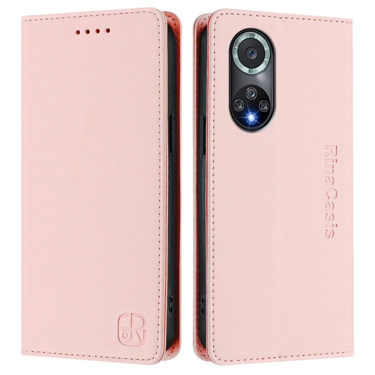 For Honor 50 Pro RC01 Dual-Folded Magnetic Suction RFID Leather Phone Case