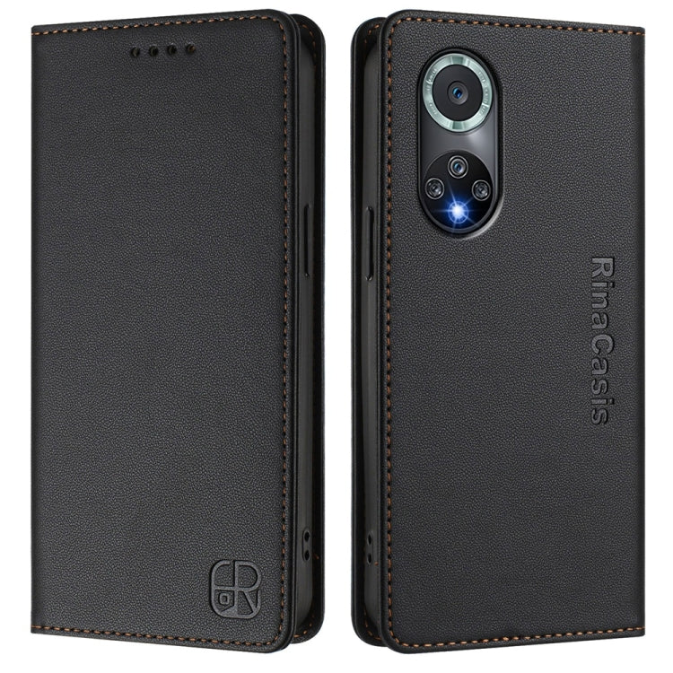 For Honor 50 Pro RC01 Dual-Folded Magnetic Suction RFID Leather Phone Case