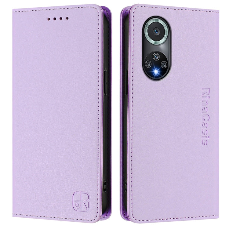 For Honor 50 Pro RC01 Dual-Folded Magnetic Suction RFID Leather Phone Case