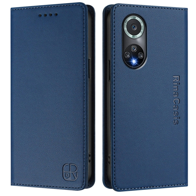 For Honor 50 Pro RC01 Dual-Folded Magnetic Suction RFID Leather Phone Case