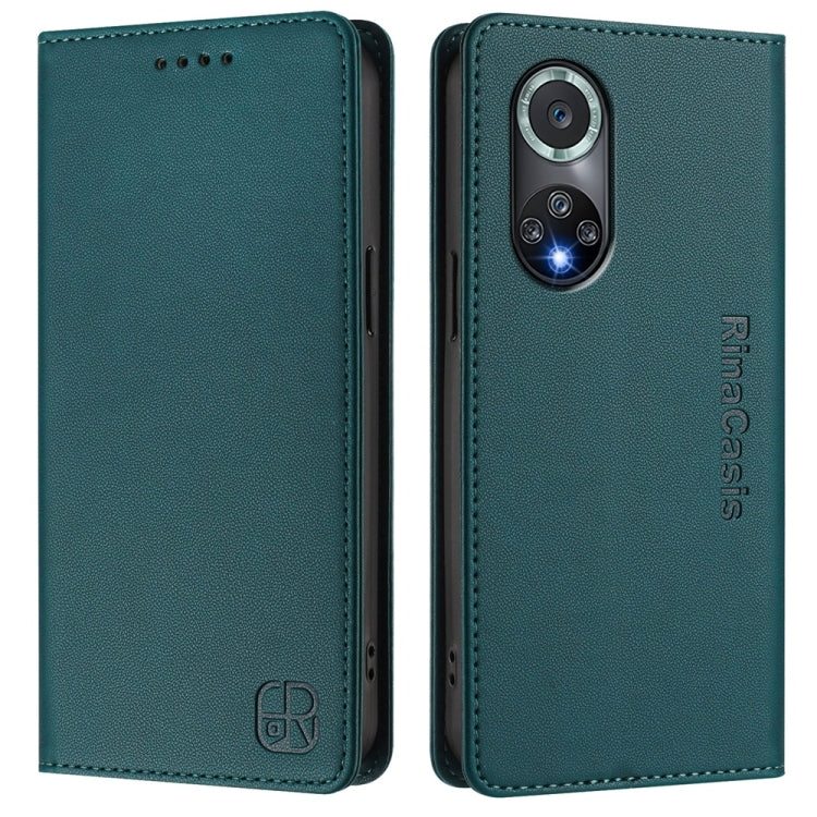 For Honor 50 Pro RC01 Dual-Folded Magnetic Suction RFID Leather Phone Case