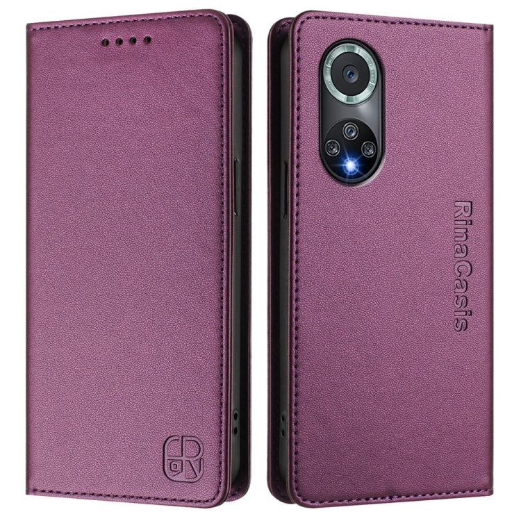 For Honor 50 Pro RC01 Dual-Folded Magnetic Suction RFID Leather Phone Case
