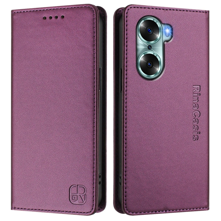 For Honor 60 RC01 Dual-Folded Magnetic Suction RFID Leather Phone Case