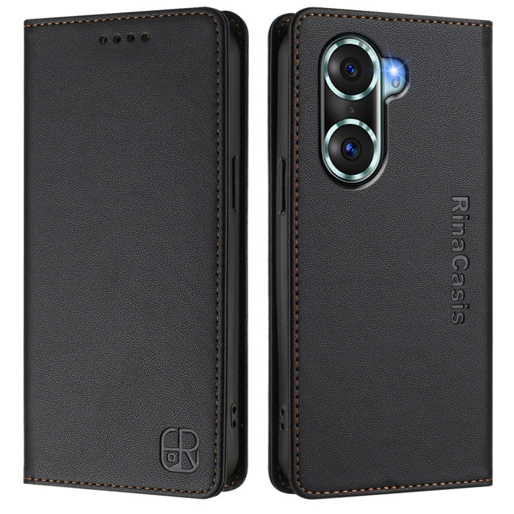 For Honor 60 Pro RC01 Dual-Folded Magnetic Suction RFID Leather Phone Case