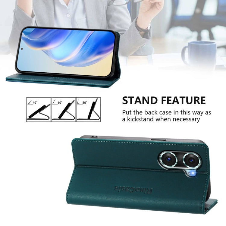 For Honor 60 Pro RC01 Dual-Folded Magnetic Suction RFID Leather Phone Case