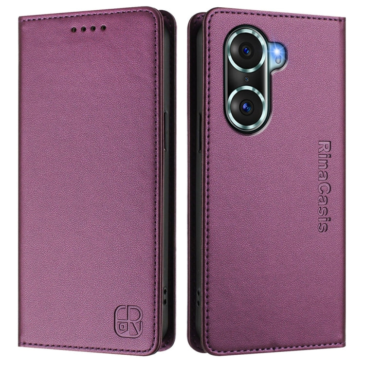 For Honor 60 Pro RC01 Dual-Folded Magnetic Suction RFID Leather Phone Case