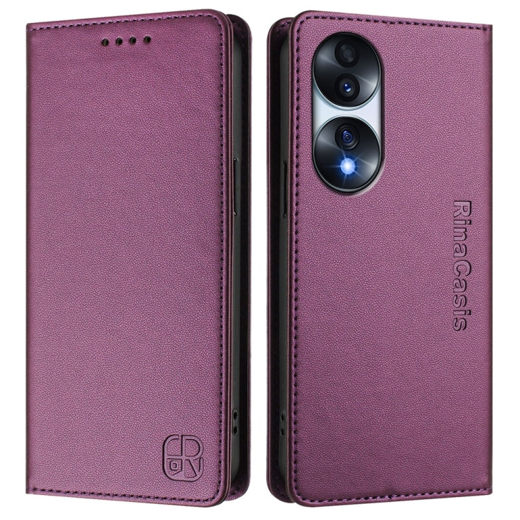 For Honor 70 RC01 Dual-Folded Magnetic Suction RFID Leather Phone Case