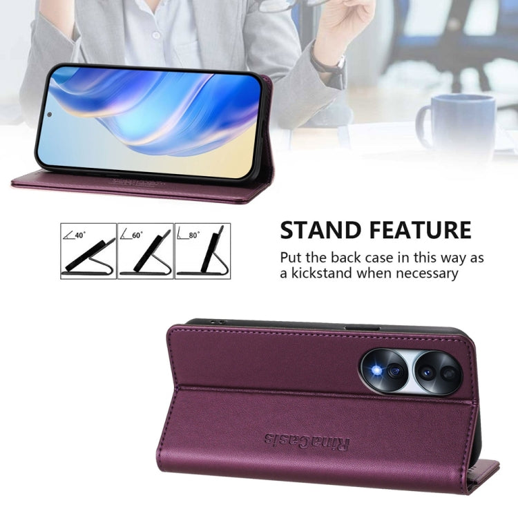 For Honor 70 RC01 Dual-Folded Magnetic Suction RFID Leather Phone Case