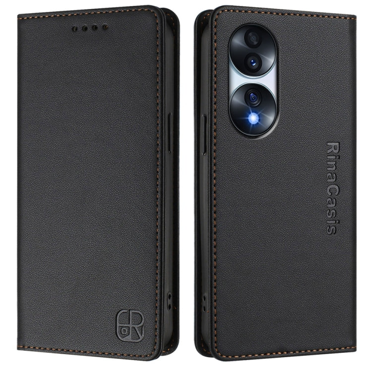 For Honor 70 Pro RC01 Dual-Folded Magnetic Suction RFID Leather Phone Case