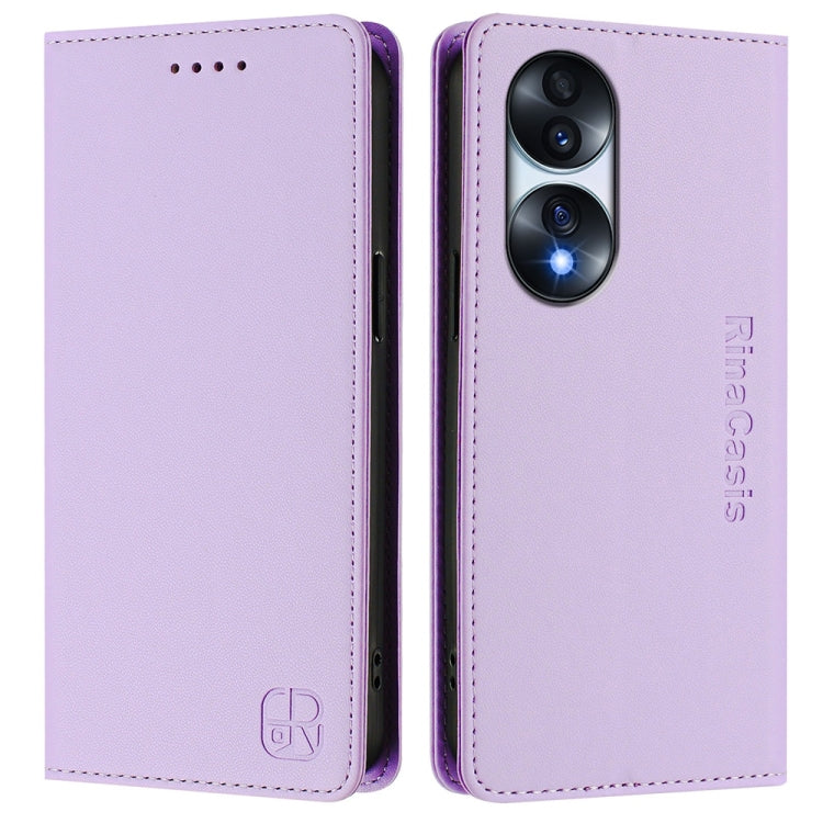 For Honor 70 Pro RC01 Dual-Folded Magnetic Suction RFID Leather Phone Case