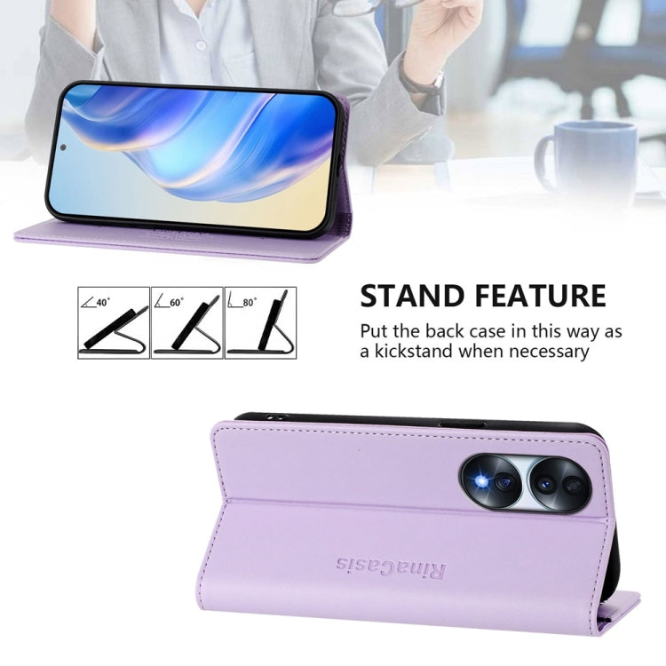 For Honor 70 Pro RC01 Dual-Folded Magnetic Suction RFID Leather Phone Case