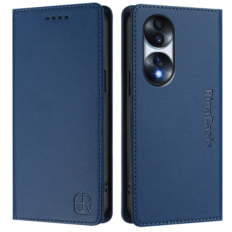 For Honor 70 Pro RC01 Dual-Folded Magnetic Suction RFID Leather Phone Case