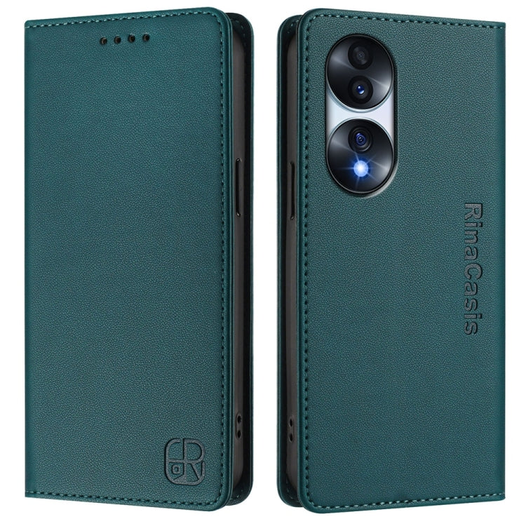 For Honor 70 Pro RC01 Dual-Folded Magnetic Suction RFID Leather Phone Case