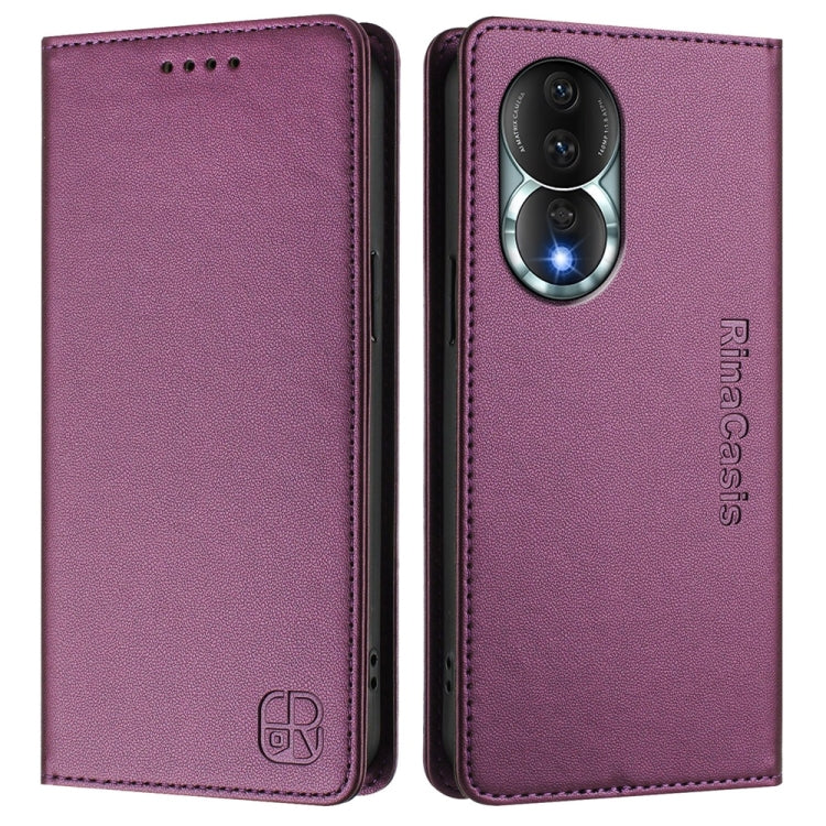 For Honor 80 RC01 Dual-Folded Magnetic Suction RFID Leather Phone Case