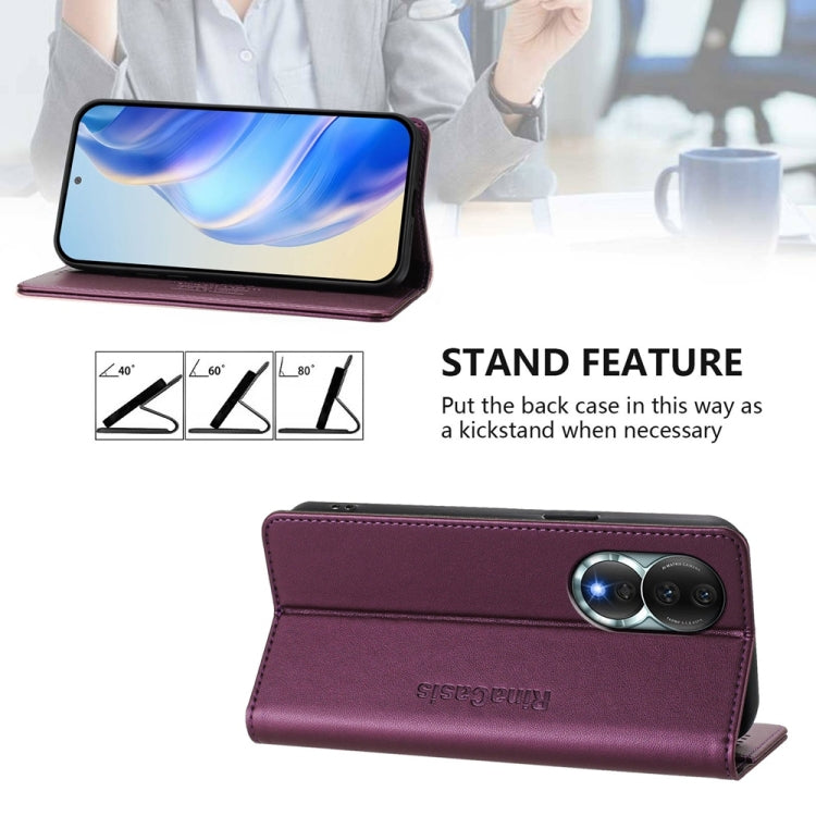For Honor 80 RC01 Dual-Folded Magnetic Suction RFID Leather Phone Case