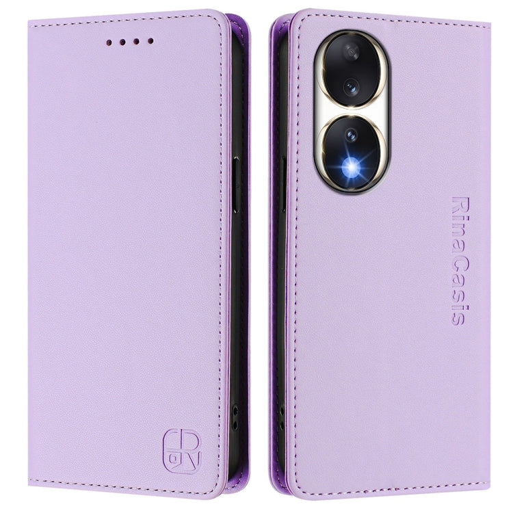 For Honor 90 RC01 Dual-Folded Magnetic Suction RFID Leather Phone Case