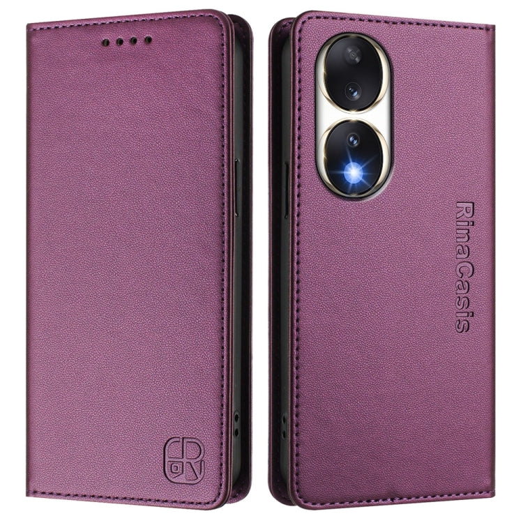 For Honor 90 RC01 Dual-Folded Magnetic Suction RFID Leather Phone Case