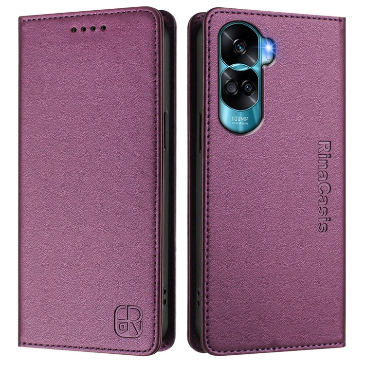 For Honor 90 Lite / Honor X50i RC01 Dual-Folded Magnetic Suction RFID Leather Phone Case