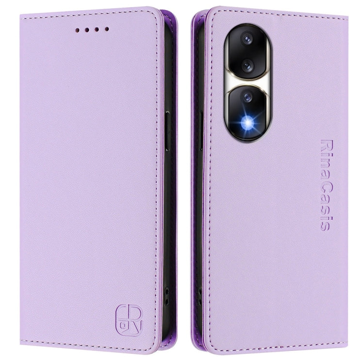 For Honor 90 Pro RC01 Dual-Folded Magnetic Suction RFID Leather Phone Case