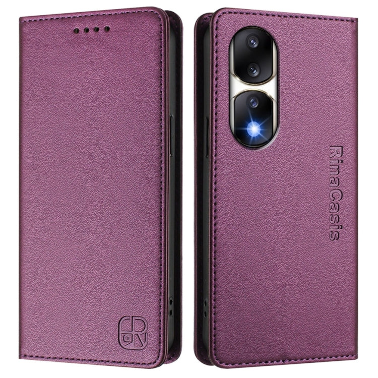 For Honor 90 Pro RC01 Dual-Folded Magnetic Suction RFID Leather Phone Case