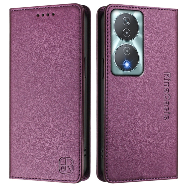 For Honor 90 Smart / X7b 5G / 4G Global RC01 Dual-Folded Magnetic Suction RFID Leather Phone Case
