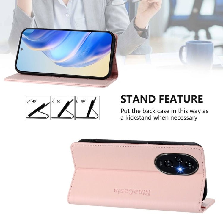 For Honor 200 RC01 Dual-Folded Magnetic Suction RFID Leather Phone Case