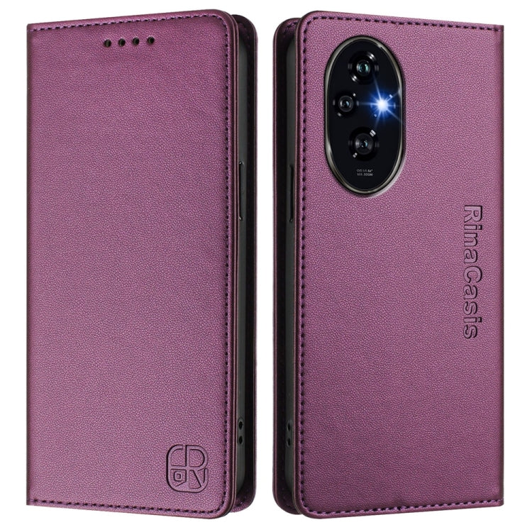 For Honor 200 Pro RC01 Dual-Folded Magnetic Suction RFID Leather Phone Case