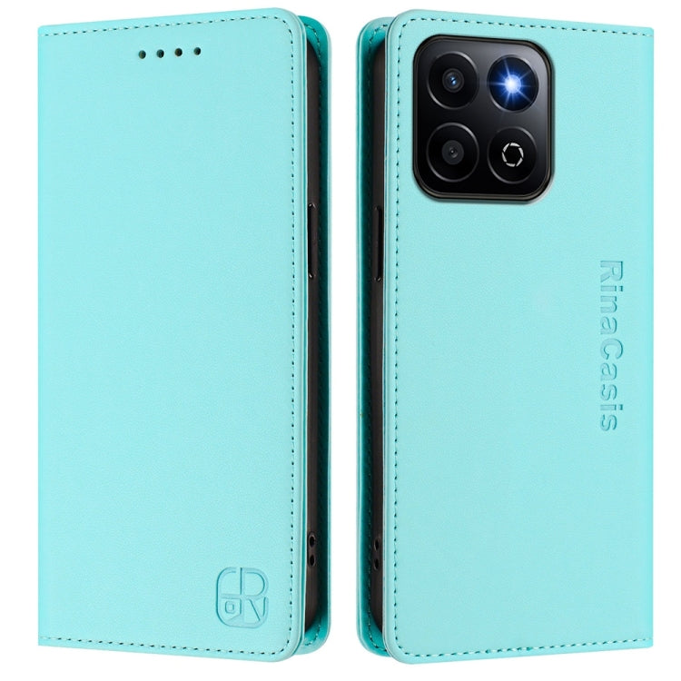 For Honor 200 Smart Global / X7c 4G RC01 Dual-Folded Magnetic Suction RFID Leather Phone Case