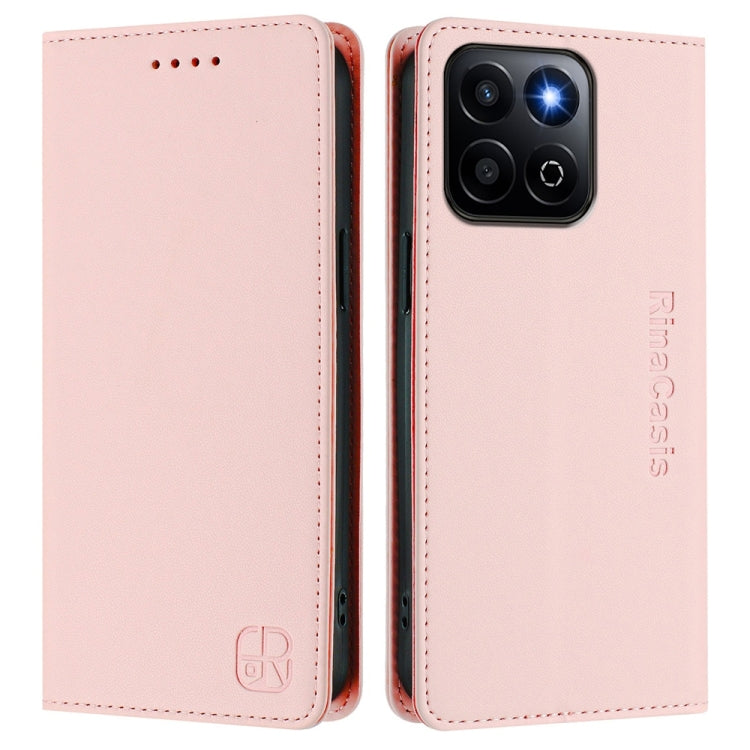 For Honor 200 Smart Global / X7c 4G RC01 Dual-Folded Magnetic Suction RFID Leather Phone Case
