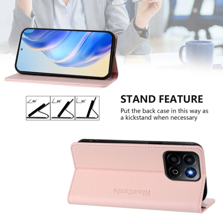 For Honor 200 Smart Global / X7c 4G RC01 Dual-Folded Magnetic Suction RFID Leather Phone Case