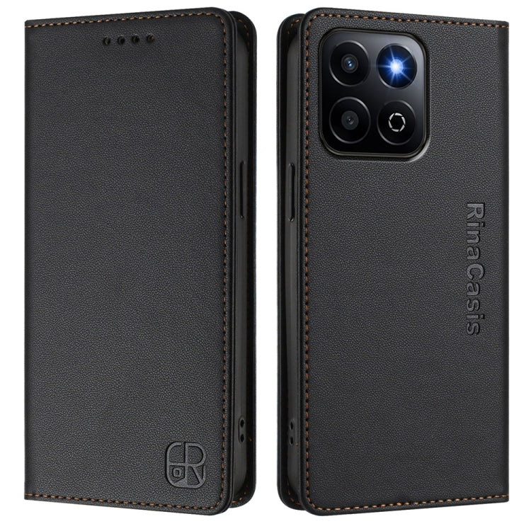For Honor 200 Smart Global / X7c 4G RC01 Dual-Folded Magnetic Suction RFID Leather Phone Case