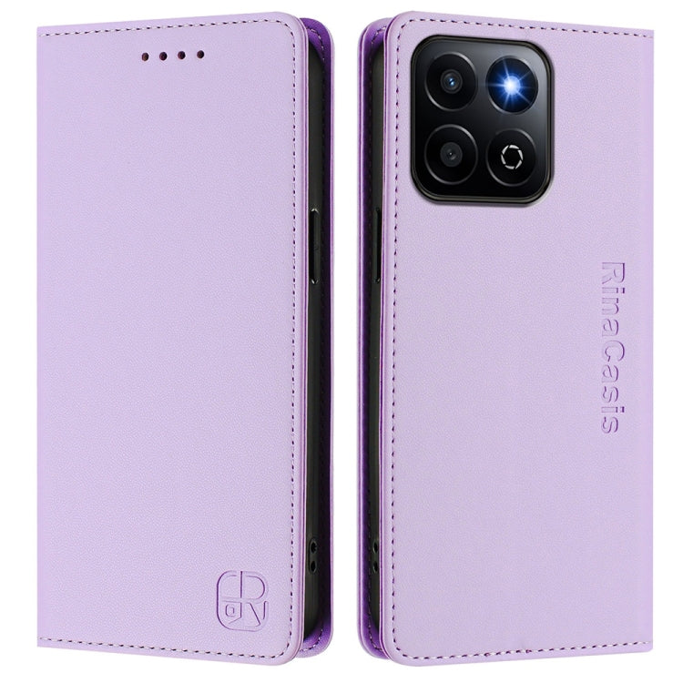 For Honor 200 Smart Global / X7c 4G RC01 Dual-Folded Magnetic Suction RFID Leather Phone Case