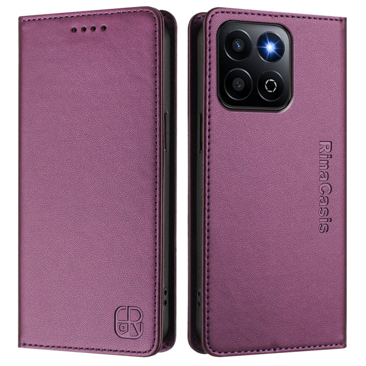 For Honor 200 Smart Global / X7c 4G RC01 Dual-Folded Magnetic Suction RFID Leather Phone Case