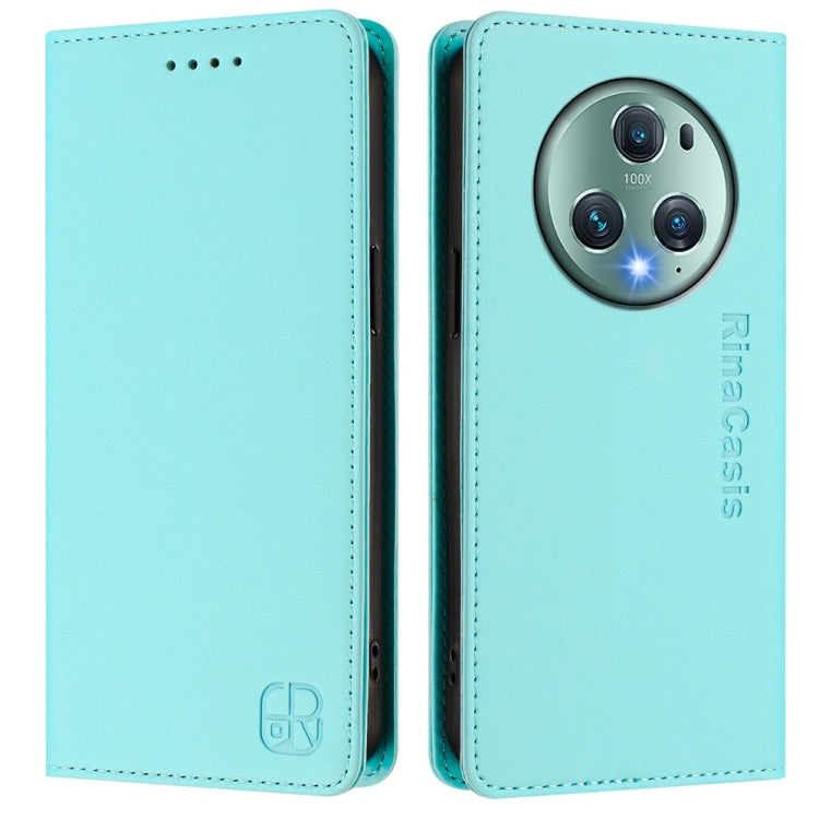 For Honor Magic5 Pro RC01 Dual-Folded Magnetic Suction RFID Leather Phone Case