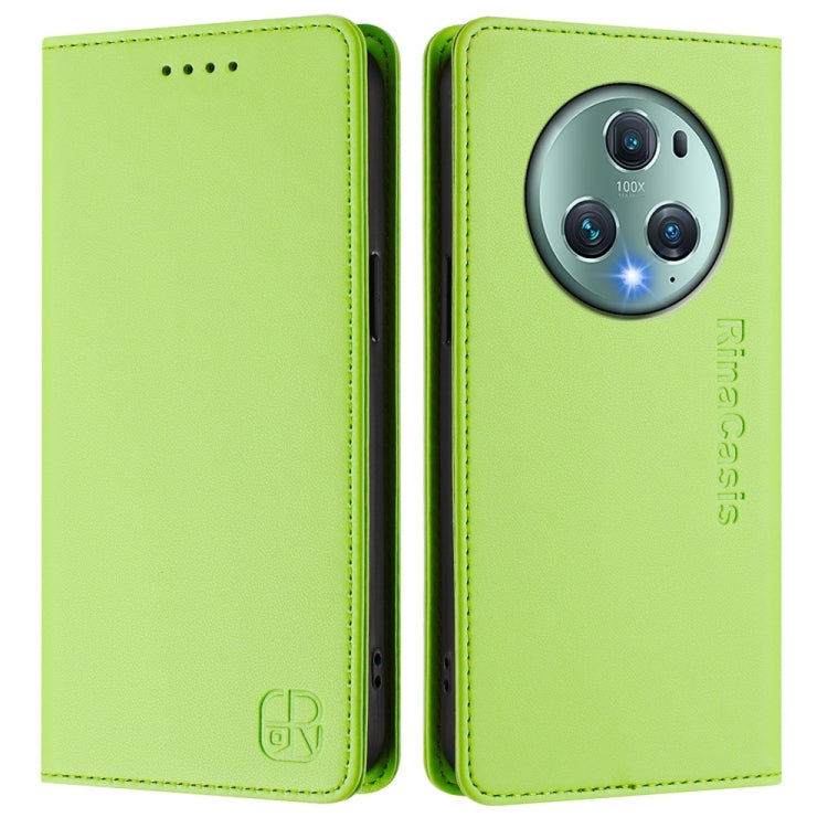 For Honor Magic5 Pro RC01 Dual-Folded Magnetic Suction RFID Leather Phone Case