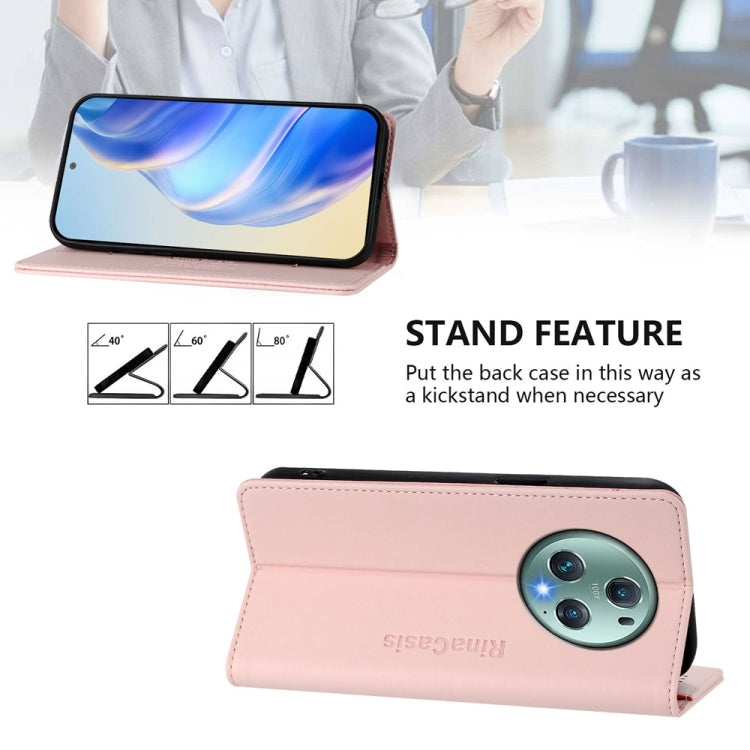 For Honor Magic5 Pro RC01 Dual-Folded Magnetic Suction RFID Leather Phone Case