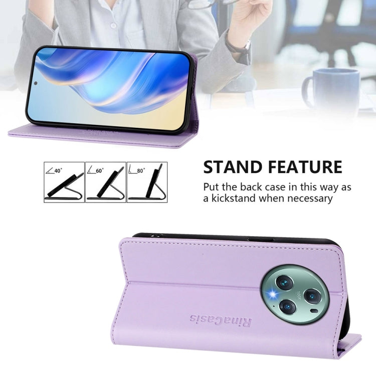 For Honor Magic5 Pro RC01 Dual-Folded Magnetic Suction RFID Leather Phone Case