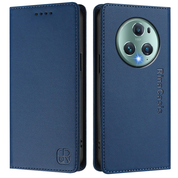 For Honor Magic5 Pro RC01 Dual-Folded Magnetic Suction RFID Leather Phone Case
