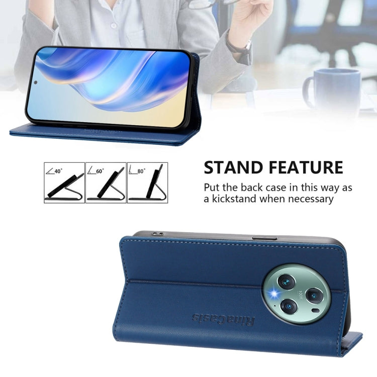For Honor Magic5 Pro RC01 Dual-Folded Magnetic Suction RFID Leather Phone Case